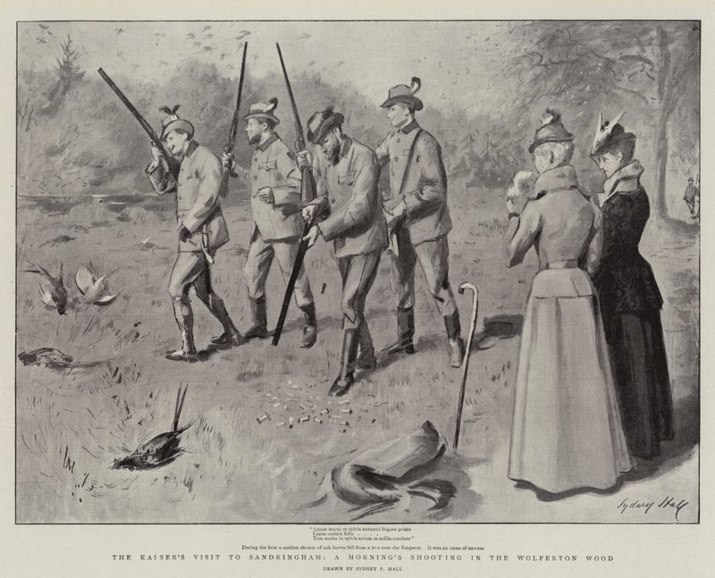 La visita del Kaiser a Sandringham, una mattinata di caccia nel bosco di Wolferton da Sydney Prior Hall