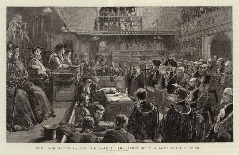 Il sindaco che presta giuramento nella Corte del Lord Chief Justice da Sydney Prior Hall