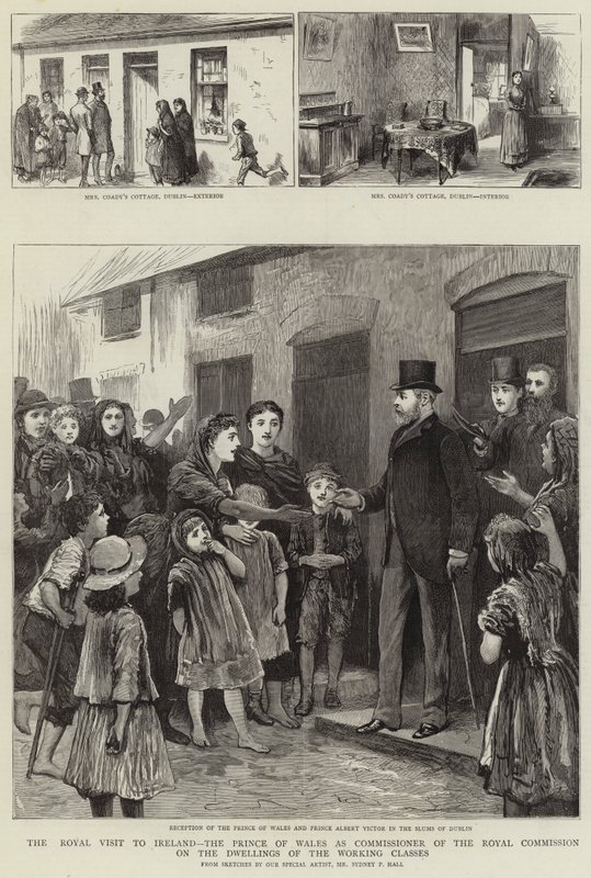 La visita reale in Irlanda, il Principe di Galles come Commissario della Commissione Reale sulle abitazioni delle classi lavoratrici da Sydney Prior Hall