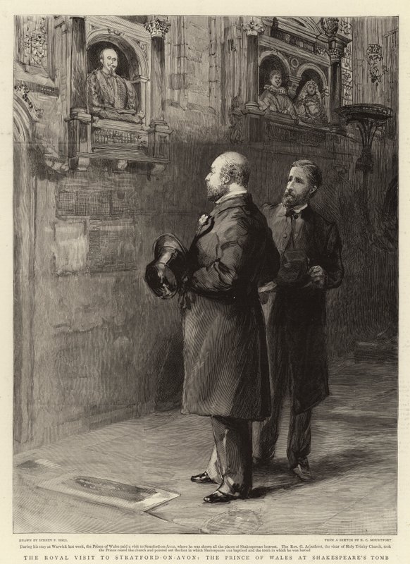 La visita reale a Stratford-on-Avon, il Principe di Galles alla tomba di Shakespeare da Sydney Prior Hall