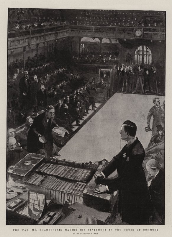 La guerra, il signor Chamberlain fa la sua dichiarazione alla Camera dei Comuni da Sydney Prior Hall