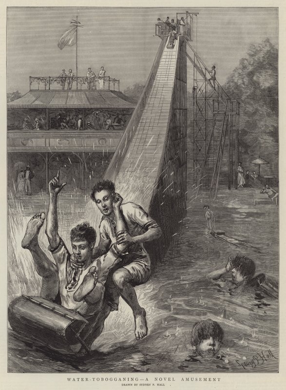 Water-Tobogganing, un nuovo divertimento da Sydney Prior Hall