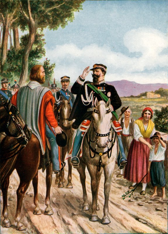 Storico incontro a Teano tra Vittorio Emanuele II e Garibaldi, 1860 da Tancredi Scarpelli
