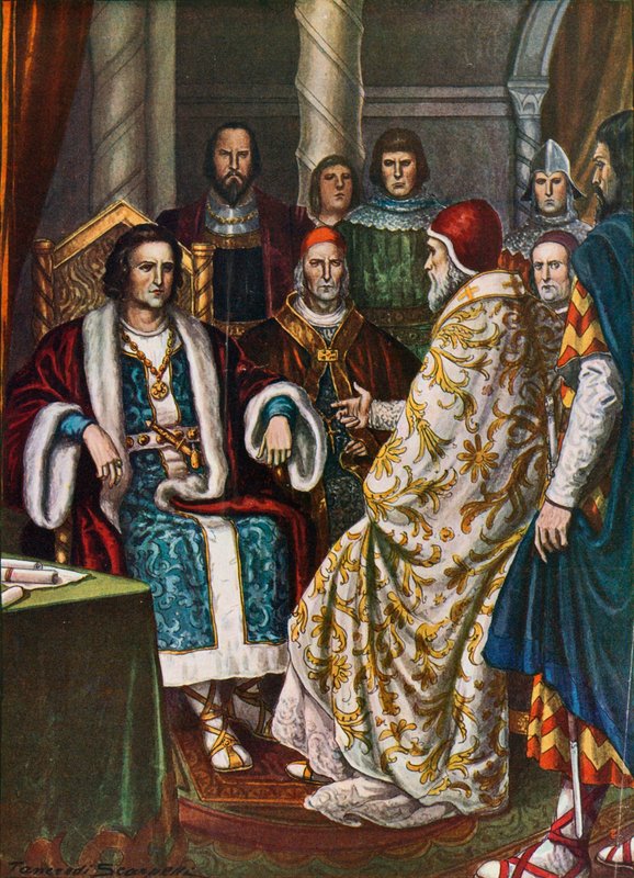 Re Pipino, re dei Franchi, che parla con Papa Stefano II, 754 da Tancredi Scarpelli
