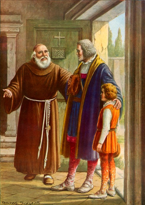Il guardiano di Rabida accoglie Cristoforo Colombo e suo figlio da Tancredi Scarpelli