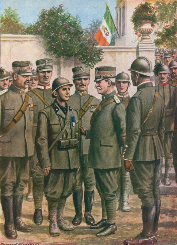 Il re che assegna medaglie per atti di valore al fronte da Tancredi Scarpelli