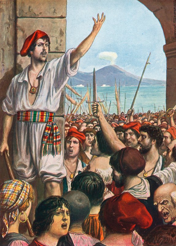 Tommaso Aniello, noto come Masaniello, fu il leader della rivolta a Napoli, 1647 da Tancredi Scarpelli