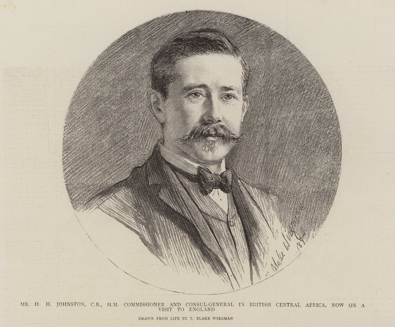 Mr H H Johnston, Commissario e Console Generale in Africa Centrale Britannica, ora in visita in Inghilterra da Theodore Blake Wirgman