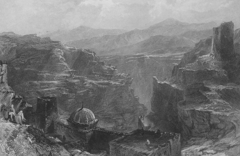 Il monastero di Santa Saba, nel deserto di Ziph, vicino a Gerusalemme da Thomas Allom