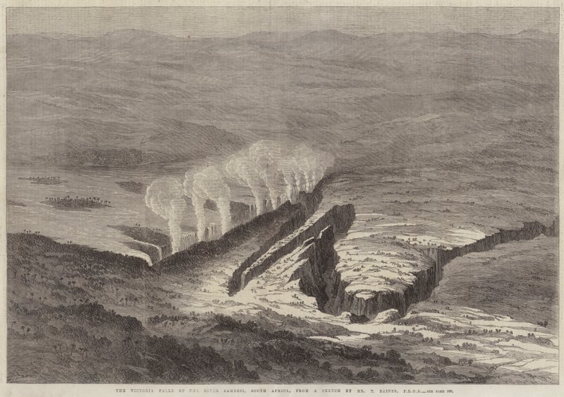Le cascate Vittoria del fiume Zambesi, Sudafrica da Thomas Baines