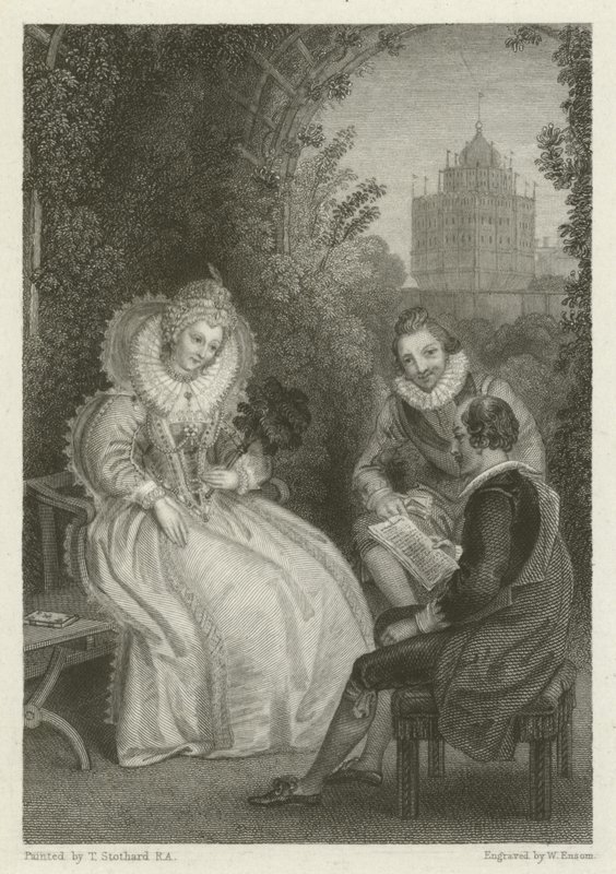 Intervista di Shakespeare con la Regina Elisabetta da Thomas Stothard