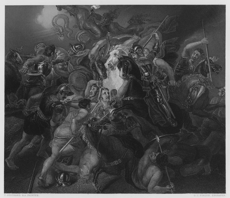 Una battaglia mitologica, dal quadro nella Galleria Vernon da Thomas Stothard