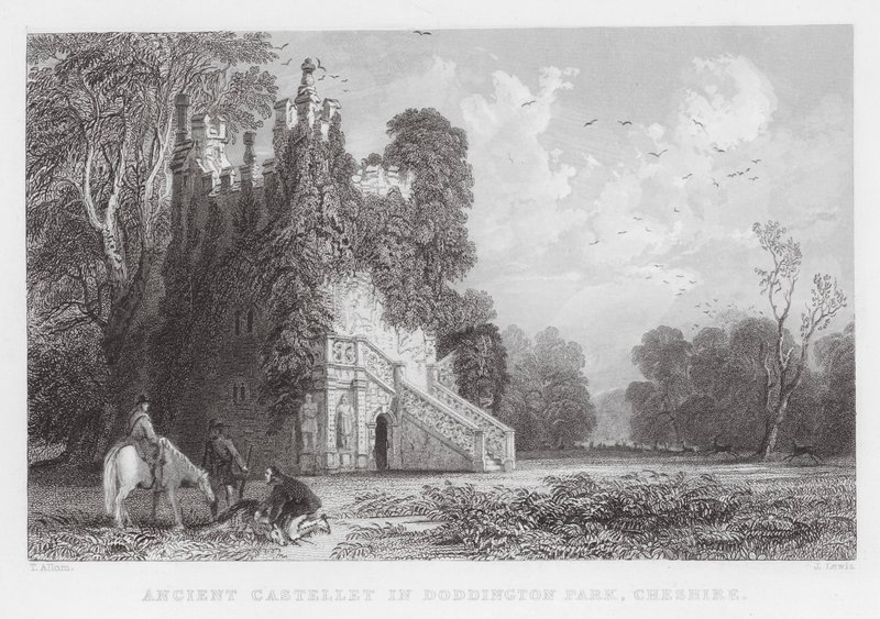 Antico castelletto nel parco di Doddington, Cheshire da Thomas (after) Allom