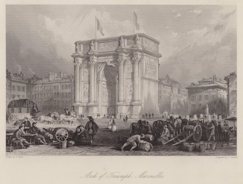 Arco di Trionfo, Marsiglia (incisione) da Thomas (after) Allom