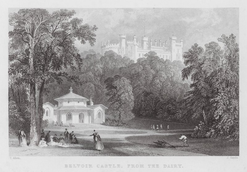 Castello di Belvoir, dalla latteria da Thomas (after) Allom