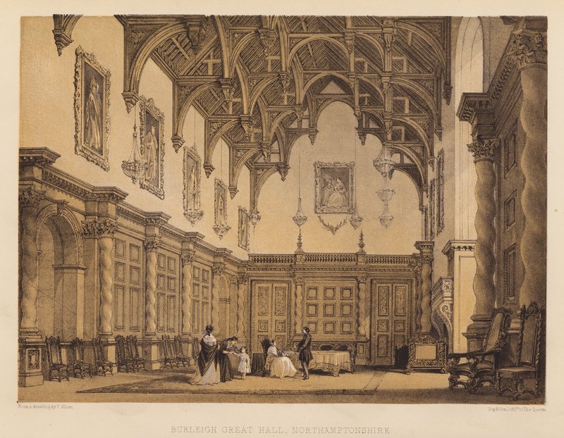 Burleigh Great Hall, Northamptonshire da Thomas (after) Allom
