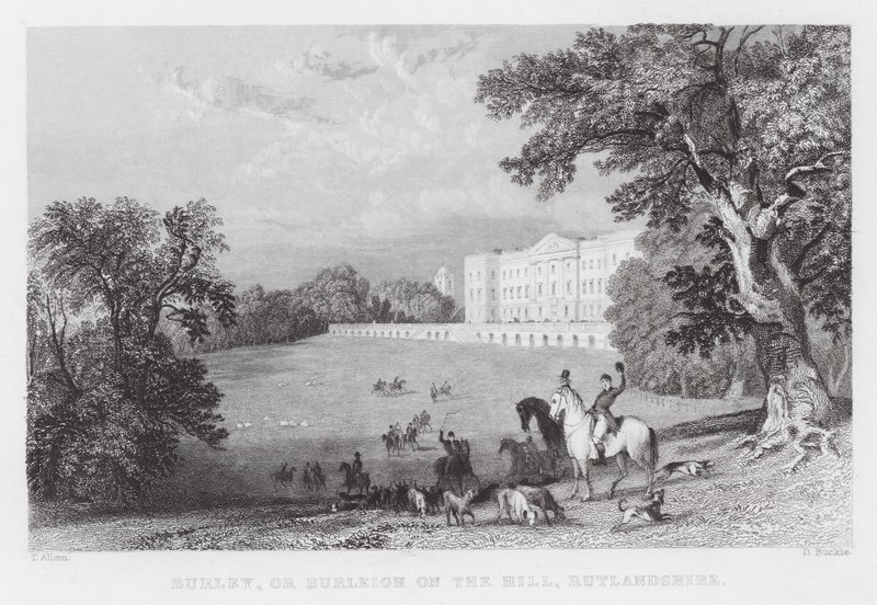 Burley, o Burleigh on the Hill, Rutlandshire (incisione) da Thomas (after) Allom