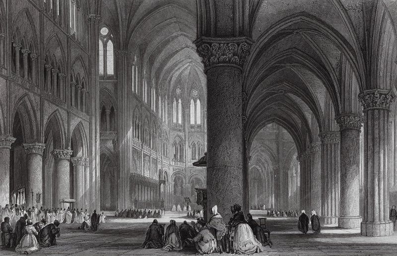 Cattedrale di Notre Dame, Parigi (incisione) da Thomas (after) Allom