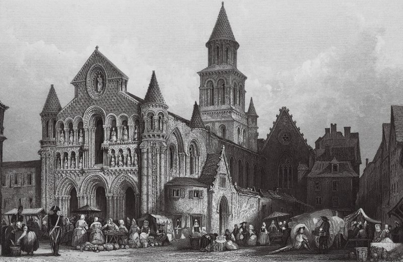 Chiesa di Notre Dame, Poitiers da Thomas (after) Allom