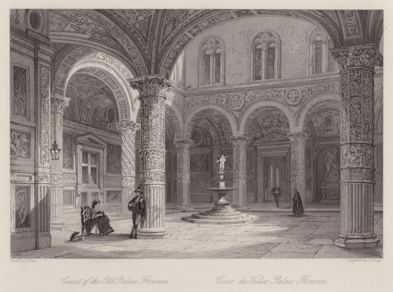 Corte del Vecchio Palazzo, Firenze da Thomas (after) Allom
