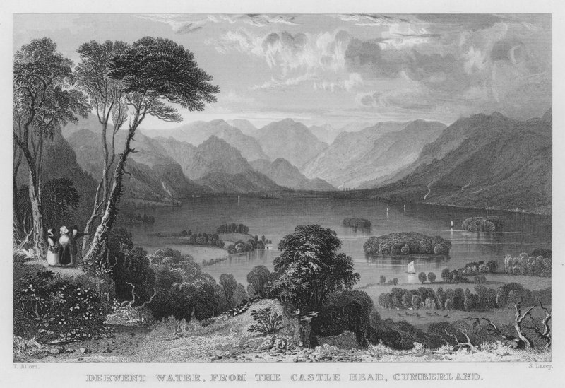 Derwent Water, dal Castle Head, Cumberland da Thomas (after) Allom