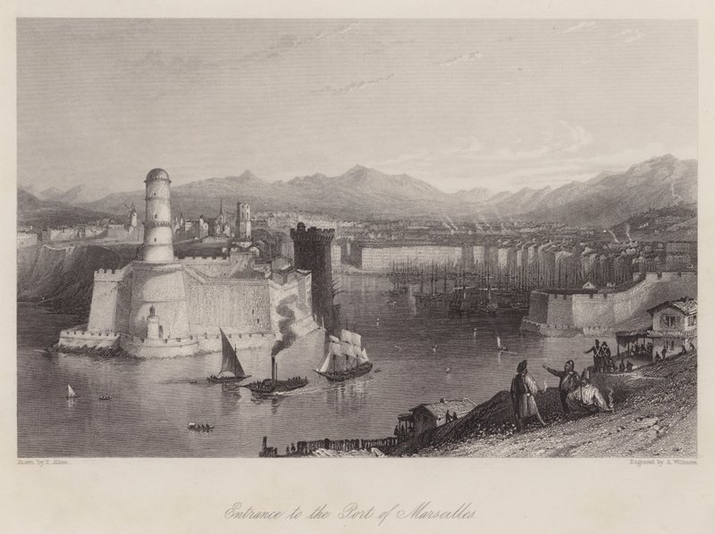 Ingresso al Porto di Marsiglia (incisione) da Thomas (after) Allom