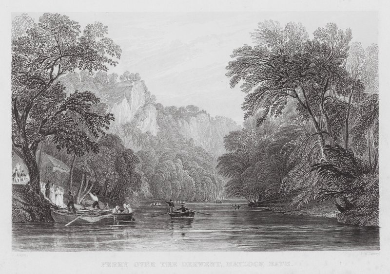 Traghetto sul Derwent, Matlock Bath (incisione) da Thomas (after) Allom