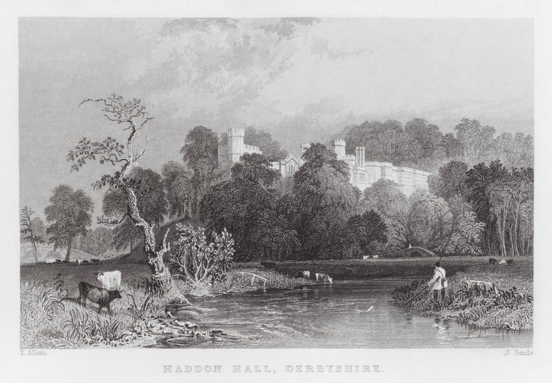 Haddon Hall, Derbyshire (incisione) da Thomas (after) Allom
