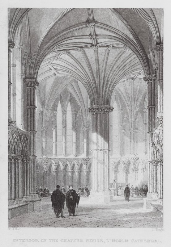 Interno della Sala Capitolare, Cattedrale di Lincoln (incisione) da Thomas (after) Allom