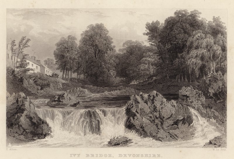 Ponte di Edera, Devonshire da Thomas (after) Allom