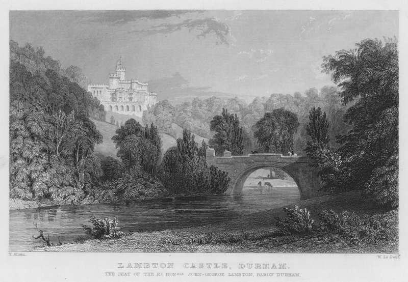 Castello di Lambton, Durham, la residenza di John-George Lambton, Barone Durham da Thomas (after) Allom