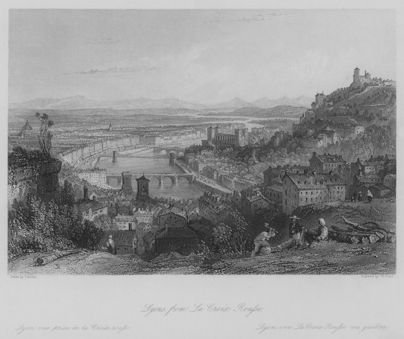 Lione, da La Croix Rousse da Thomas (after) Allom