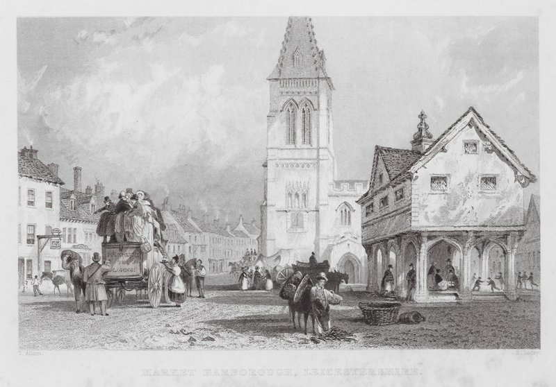 Market Harborough, Leicestershire (incisione) da Thomas (after) Allom