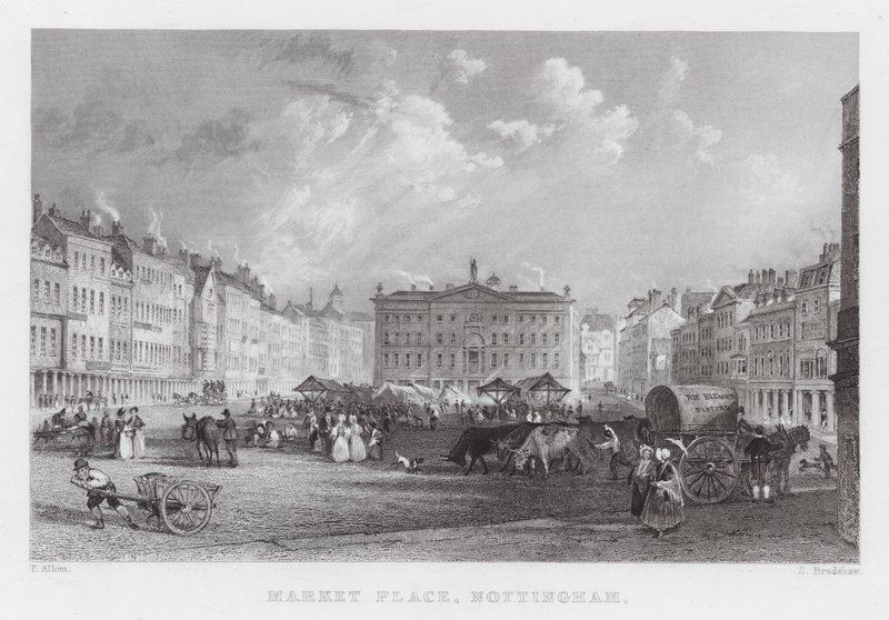 Piazza del Mercato, Nottingham da Thomas (after) Allom