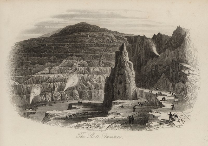 Cave di ardesia, Bethesda, Galles del Nord da Thomas (after) Allom