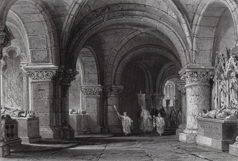 Tombe dei Re nella cripta di Saint Denis da Thomas (after) Allom