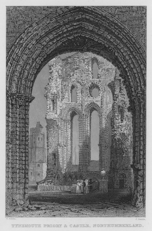 Priorato e Castello di Tynemouth, Northumberland da Thomas (after) Allom