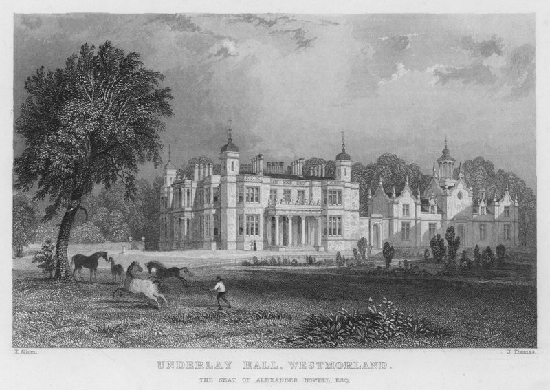Underlay Hall, Westmorland, la residenza di Alexander Nowell da Thomas (after) Allom