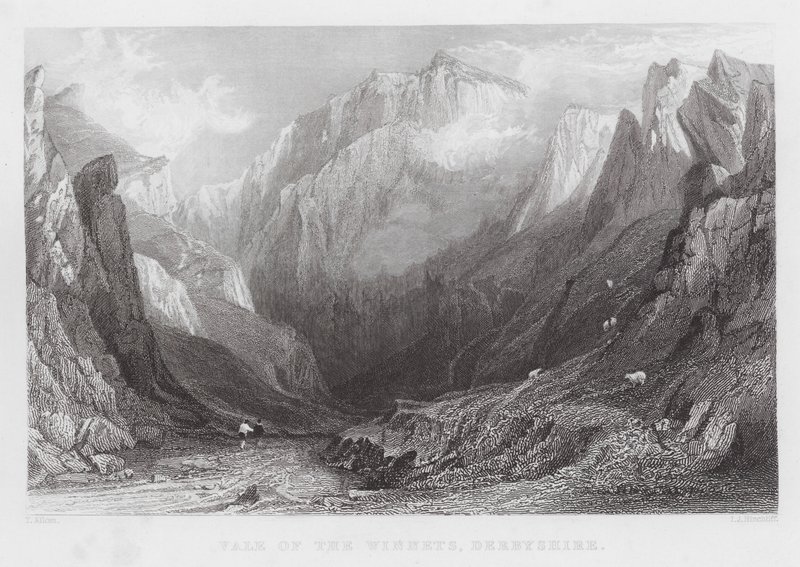 Valle dei Winnets, Derbyshire (incisione) da Thomas (after) Allom