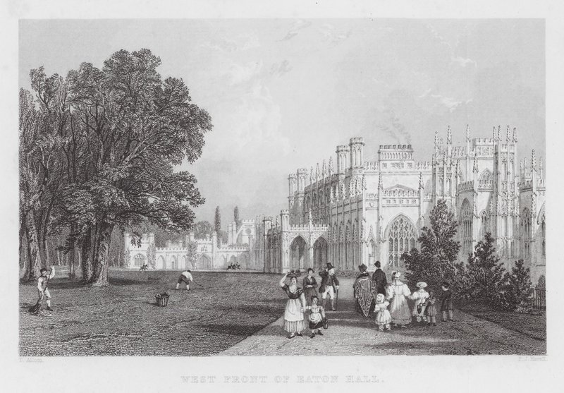 Facciata ovest di Eaton Hall da Thomas (after) Allom