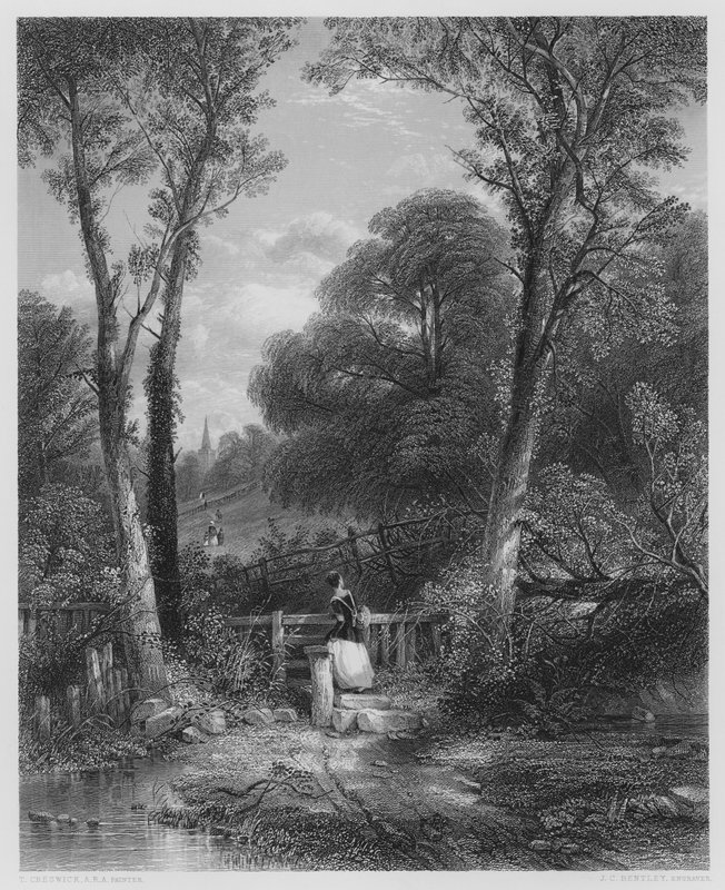 La Strada per la Chiesa, dal quadro nella Galleria Vernon (incisione) da Thomas (after) Creswick