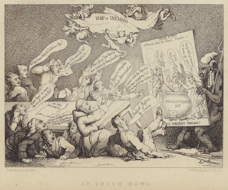 Un lamento irlandese: riunione della Convenzione Nazionale degli Irlandesi Uniti che mostra gli orrori del repubblicanesimo esemplificati dalla Rivoluzione Francese da Thomas (after) Rowlandson