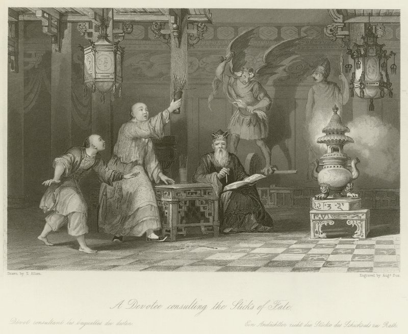 Un devoto consulta i Bastoni del Destino da Thomas Allom
