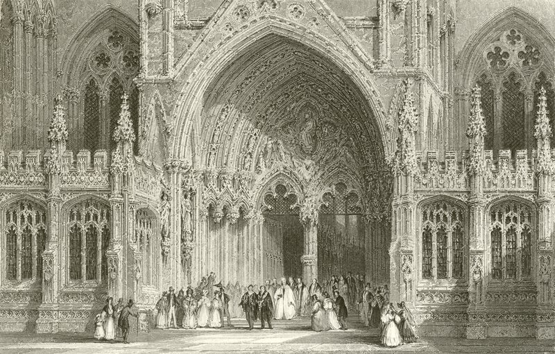 Ingresso alla Cattedrale di Lincoln da Thomas Allom