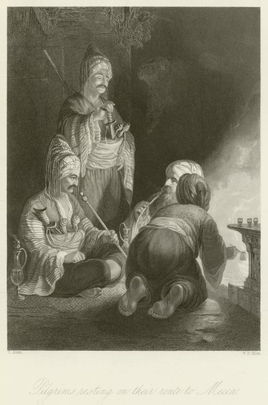 Pellegrini che riposano sulla strada per La Mecca da Thomas Allom