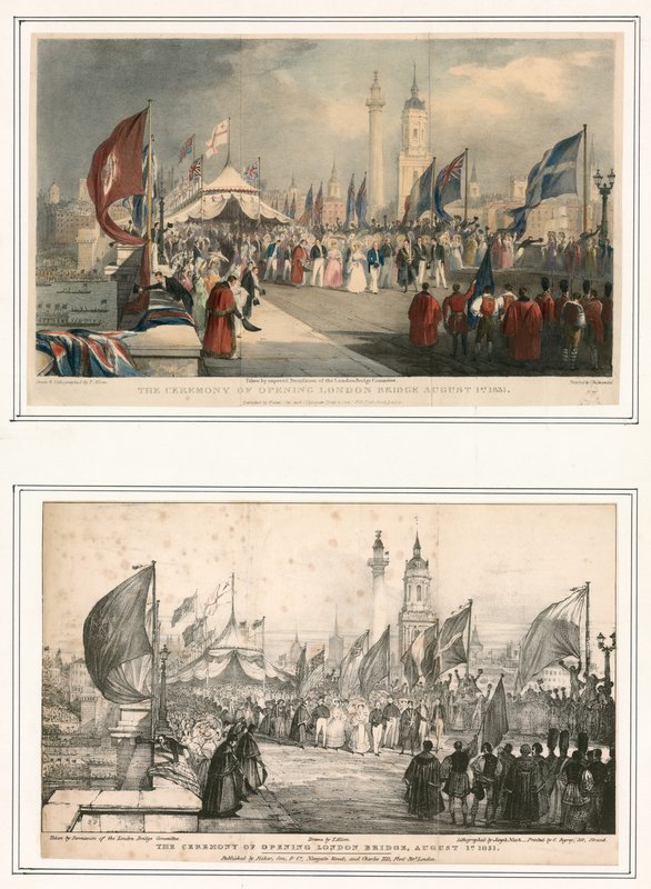 La cerimonia di apertura del London Bridge, 1 agosto 1831 da Thomas Allom