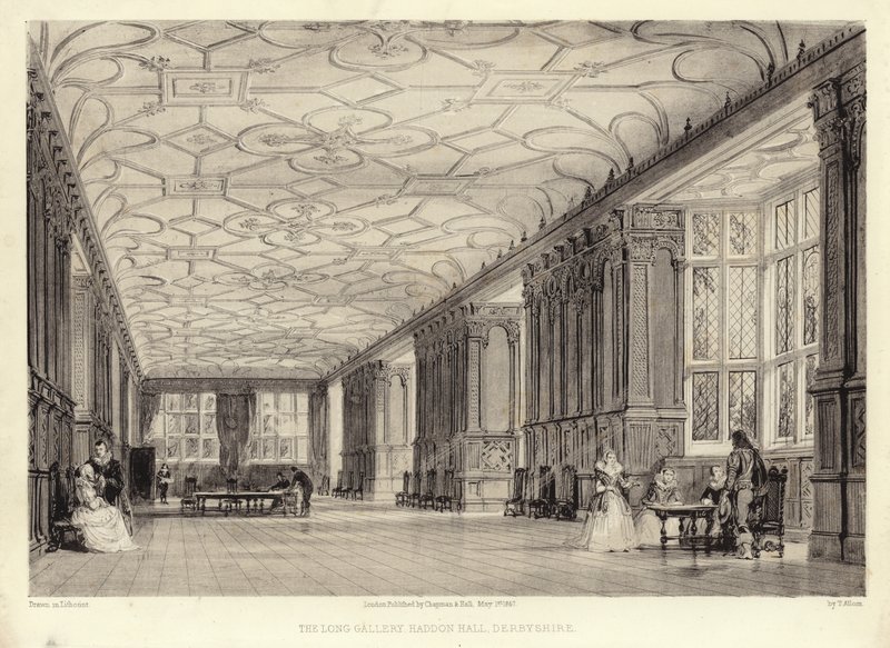 La Galleria Lunga, Haddon Hall, Derbyshire da Thomas Allom