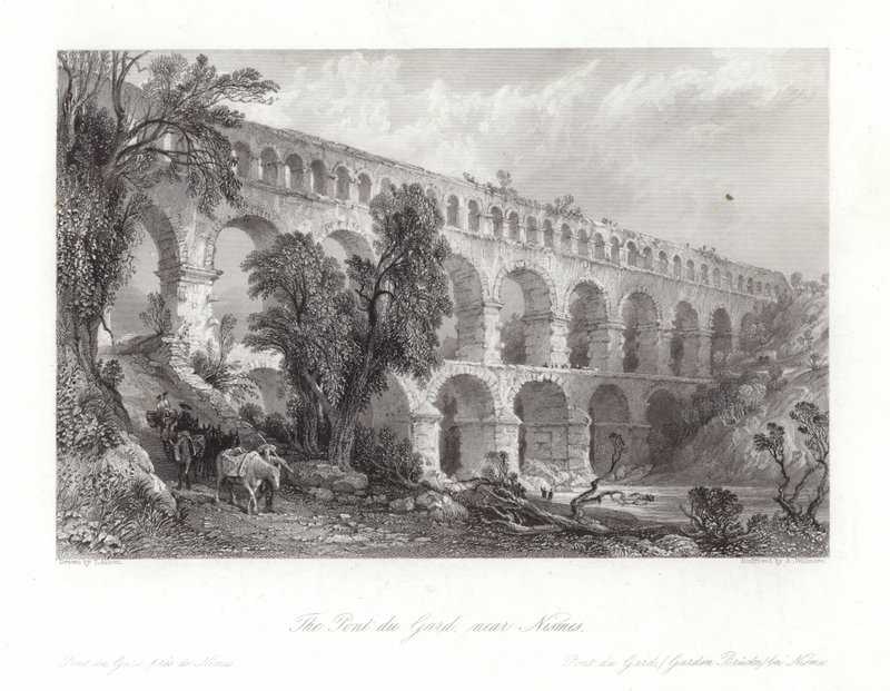 Il Pont du Gard, vicino a Nîmes da Thomas Allom