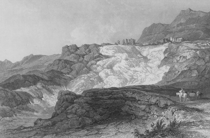 Le Rovine di Hierapolis, ora chiamata Pambouk Kaleh, sulla strada da Laodicea da Thomas Allom