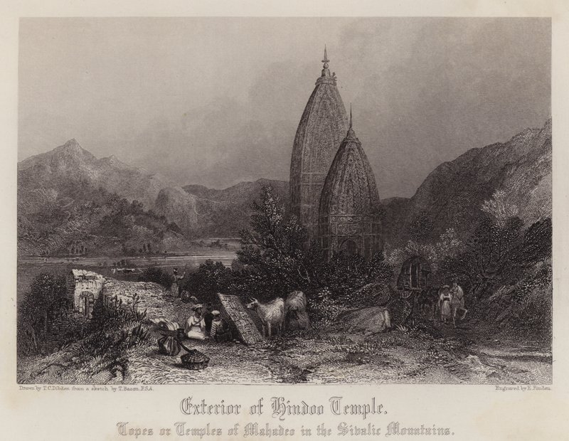 Esterno del Tempio Indù (litografia colorata) da Thomas Colman (after) Dibdin
